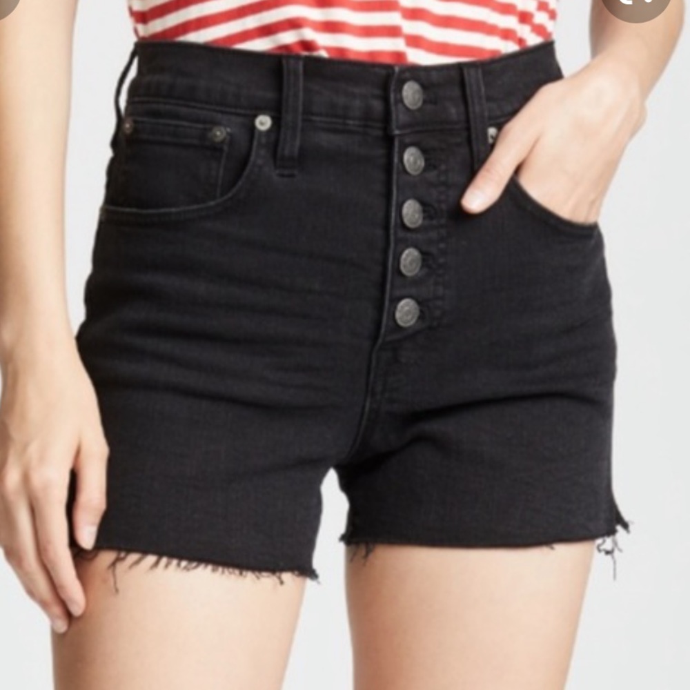 High-rise button-up shorts